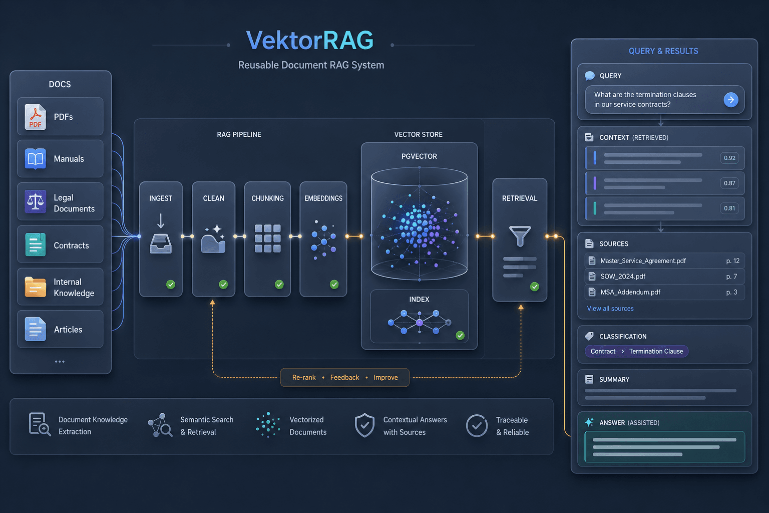 Vista representativa de VektorRAG: arquitectura RAG documental con PostgreSQL y pgvector
